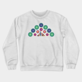 Mandala Peacock | Rainbow Polygons White Crewneck Sweatshirt